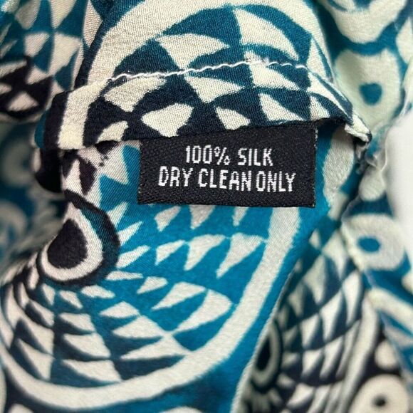 Tolani Multicolor Katarina Silk Printed Hooded Tunic V Neck Women’s Small - Picture 7 of 13